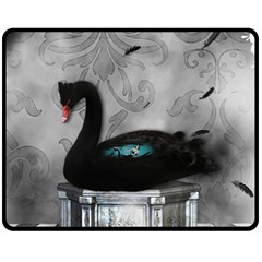 Wonderful Black Swan With Dark Mermaid Fleece Blanket (medium)  by FantasyWorld7