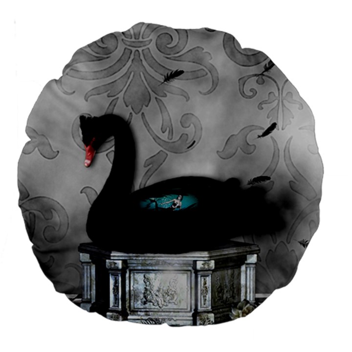 Wonderful Black Swan With Dark Mermaid Large 18  Premium Round Cushions