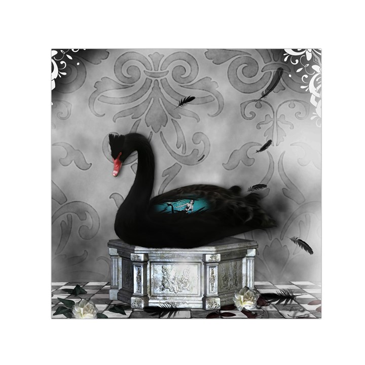 Wonderful Black Swan With Dark Mermaid Small Satin Scarf (Square)