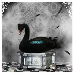 Wonderful Black Swan With Dark Mermaid Wooden Puzzle Square by FantasyWorld7