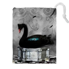 Wonderful Black Swan With Dark Mermaid Drawstring Pouch (5xl) by FantasyWorld7