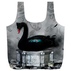 Wonderful Black Swan With Dark Mermaid Full Print Recycle Bag (xxxl) by FantasyWorld7