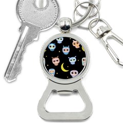 Cute Owl Doodles With Moon Star Seamless Pattern Bottle Opener Key Chain by Vaneshart