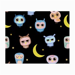 Cute Owl Doodles With Moon Star Seamless Pattern Small Glasses Cloth (2 Sides) by Vaneshart