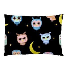 Cute Owl Doodles With Moon Star Seamless Pattern Pillow Case by Vaneshart