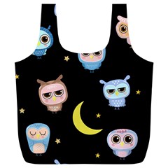 Cute Owl Doodles With Moon Star Seamless Pattern Full Print Recycle Bag (xl) by Vaneshart