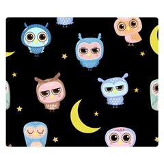 Cute Owl Doodles With Moon Star Seamless Pattern Double Sided Flano Blanket (small)  by Vaneshart