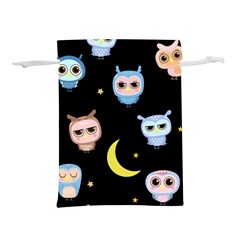 Cute Owl Doodles With Moon Star Seamless Pattern Lightweight Drawstring Pouch (l) by Vaneshart