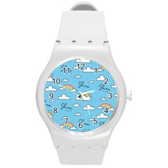 Sky Pattern Round Plastic Sport Watch (m) by Vaneshart