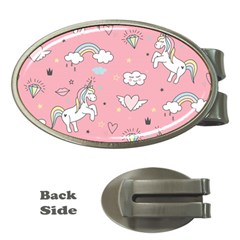 Cute Unicorn Seamless Pattern Money Clips (oval)  by Vaneshart