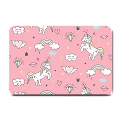 Cute Unicorn Seamless Pattern Small Doormat  by Vaneshart