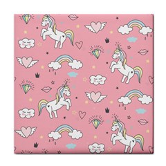 Cute Unicorn Seamless Pattern Face Towel by Vaneshart