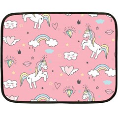 Cute Unicorn Seamless Pattern Double Sided Fleece Blanket (mini)  by Vaneshart