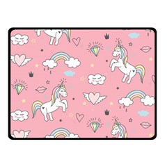 Cute Unicorn Seamless Pattern Double Sided Fleece Blanket (small)  by Vaneshart