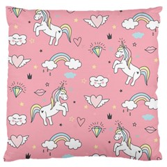 Cute Unicorn Seamless Pattern Large Flano Cushion Case (two Sides) by Vaneshart