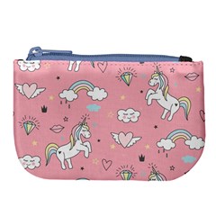 Cute Unicorn Seamless Pattern Large Coin Purse by Vaneshart