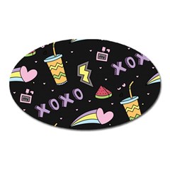 Cute Girl Things Seamless Background Oval Magnet by Vaneshart