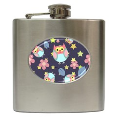 Owl Stars Pattern Background Hip Flask (6 Oz) by Vaneshart