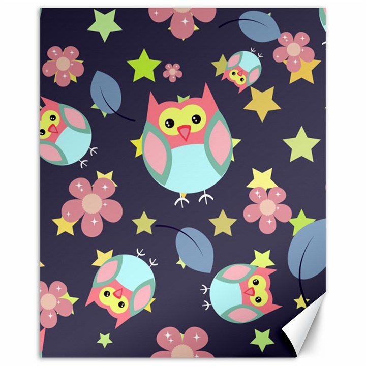 Owl Stars Pattern Background Canvas 16  x 20 