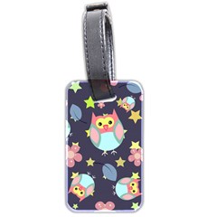 Owl Stars Pattern Background Luggage Tag (two Sides) by Vaneshart