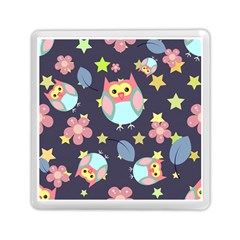 Owl Stars Pattern Background Memory Card Reader (square) by Vaneshart