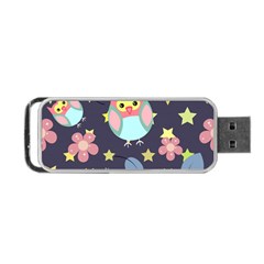 Owl Stars Pattern Background Portable Usb Flash (one Side) by Vaneshart