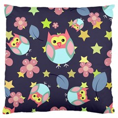 Owl Stars Pattern Background Large Flano Cushion Case (one Side) by Vaneshart