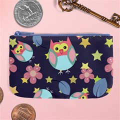 Owl Stars Pattern Background Large Coin Purse by Vaneshart