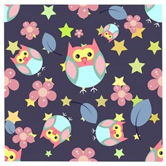 Owl Stars Pattern Background Wooden Puzzle Square by Vaneshart