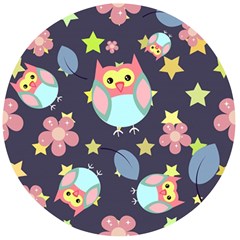 Owl Stars Pattern Background Wooden Bottle Opener (round) by Vaneshart