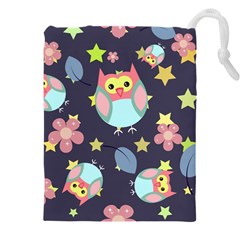 Owl Stars Pattern Background Drawstring Pouch (5xl)