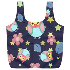 Owl Stars Pattern Background Full Print Recycle Bag (xxl)