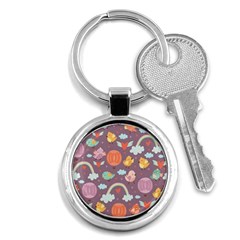 Cute Seamless Pattern With Doodle Birds Balloons Key Chain (round) by Vaneshart