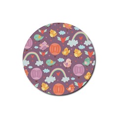 Cute Seamless Pattern With Doodle Birds Balloons Rubber Round Coaster (4 Pack)  by Vaneshart