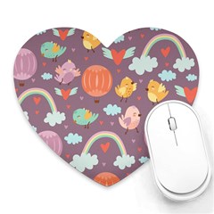 Cute Seamless Pattern With Doodle Birds Balloons Heart Mousepads by Vaneshart