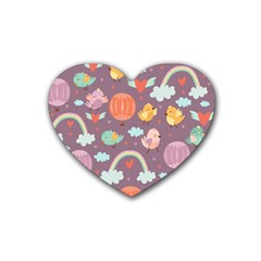 Cute Seamless Pattern With Doodle Birds Balloons Heart Coaster (4 Pack)  by Vaneshart