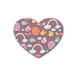 Cute Seamless Pattern With Doodle Birds Balloons Heart Coaster (4 pack)  Front