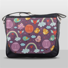 Cute Seamless Pattern With Doodle Birds Balloons Messenger Bag by Vaneshart