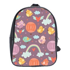 Cute Seamless Pattern With Doodle Birds Balloons School Bag (xl) by Vaneshart