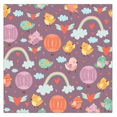 Cute Seamless Pattern With Doodle Birds Balloons Large Satin Scarf (square) by Vaneshart