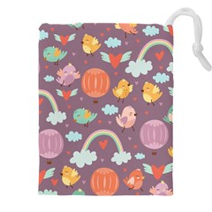 Cute Seamless Pattern With Doodle Birds Balloons Drawstring Pouch (5xl)