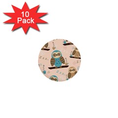 Seamless Pattern Owls Dream Cute Style Fabric 1  Mini Buttons (10 pack) 