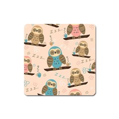 Seamless Pattern Owls Dream Cute Style Fabric Square Magnet