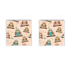 Seamless Pattern Owls Dream Cute Style Fabric Cufflinks (Square)