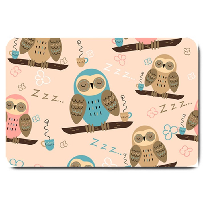 Seamless Pattern Owls Dream Cute Style Fabric Large Doormat 