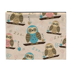 Seamless Pattern Owls Dream Cute Style Fabric Cosmetic Bag (XL)