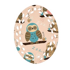 Seamless Pattern Owls Dream Cute Style Fabric Ornament (Oval Filigree)