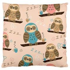 Seamless Pattern Owls Dream Cute Style Fabric Large Cushion Case (One Side)