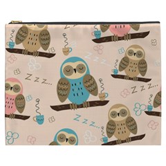 Seamless Pattern Owls Dream Cute Style Fabric Cosmetic Bag (XXXL)