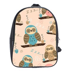 Seamless Pattern Owls Dream Cute Style Fabric School Bag (XL)